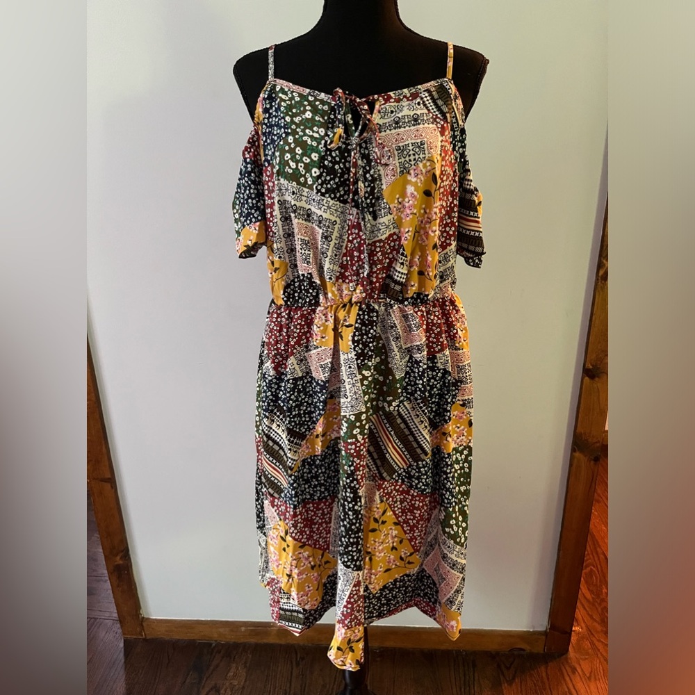 Romwe women’s boho style cold shoulder dress